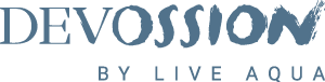 Logo with the text DEVOSSION in large, stylized blue letters, and below in smaller text, it says BY LIVE AQUA. The light gray background evokes the elegance of top Mexico resorts and hotels, ideal for meetings and conference events.